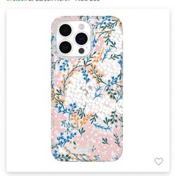 Kate Spade New York Apple iPhone 15 Pro Max Protective Case with MagSafe - Rose & Green Floral with Gems