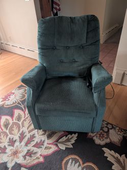 Green Fabric Power Lift Recliner Chair