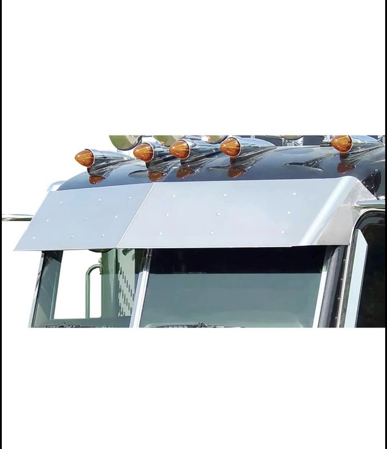 RoadWorks Stainless Steel 14.5” Drop Visor for 2005-2021 Peterbilt Ultracab Peterbilt