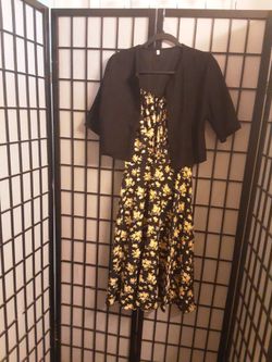 Black floral print dress with jacket