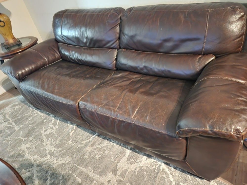 For Free Used Full Set Of Brown Leather Living Room