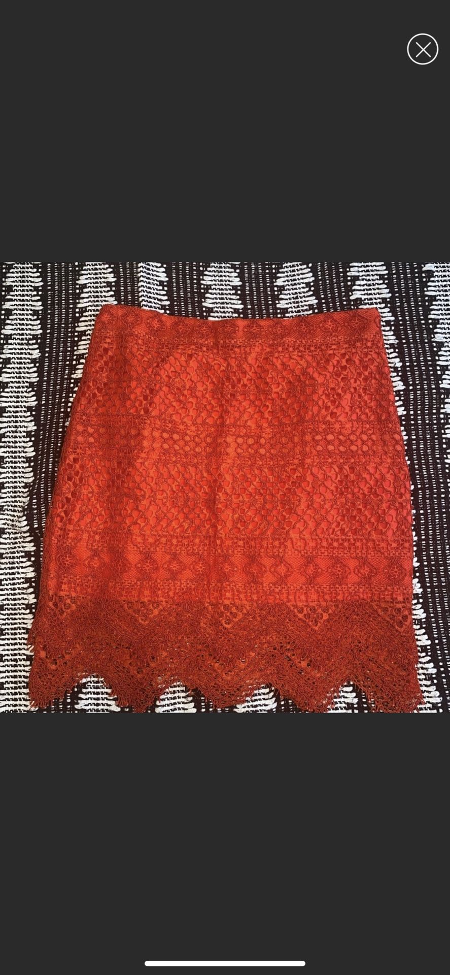 Banana Republic Women's Red Lace Crochet Style Cotton Blend Pencil Skirt Size 0