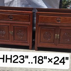 2 Carved Chinese End Table Rounded Peking Style