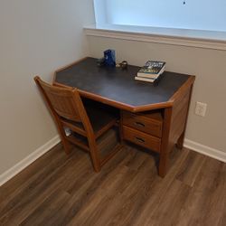 Nice Solid Wood Desk And Chair Set
