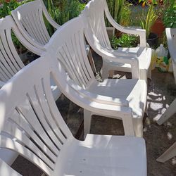 Six Large Plastic Chairs 
