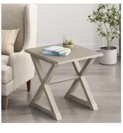 Side, Square, Nightstand, Bedroom, Lamp, White Accent 24" H Antique Veneer End Table,