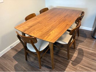 Dining table - Best Choice Products 7 Piece mid century modern upholstered dining set