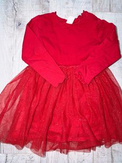 Girls Red Long Sleeve Tutu Dress