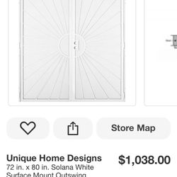 72x80  FRECH STYLE  PATIO WHITE DOOR  SMALL  TEAR NEW 