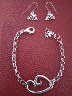 new heart bracelet & earrings set