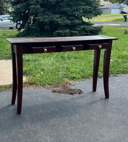 Dark Wood Console Table 3-drawers