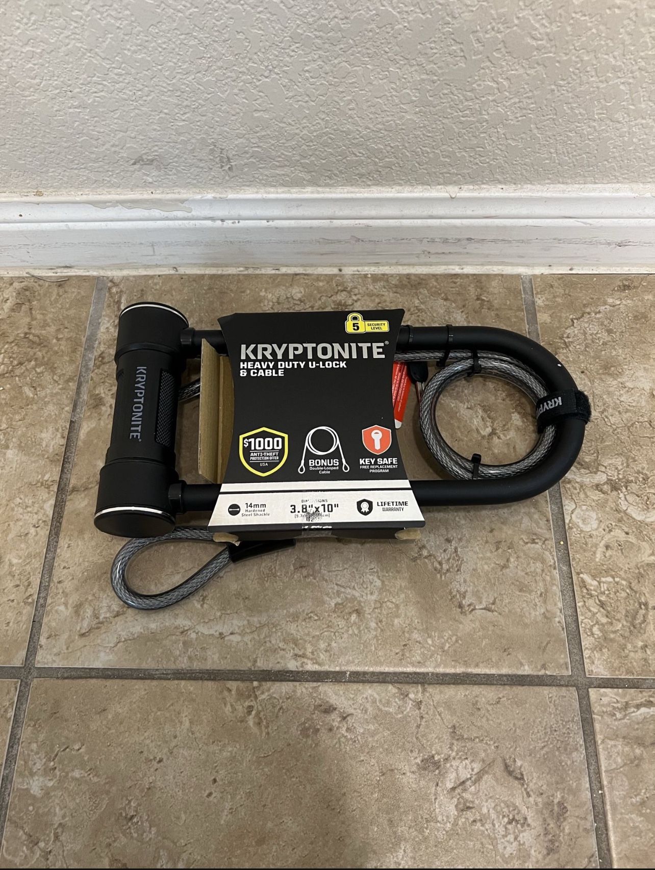 Kryptonite Level 5 14 mm ULock Bicycle Lock with Looped Bike Security