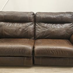 Brown Leather Loveseat and Sofa and Center Piece 