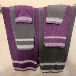 Purple/Gray Towel Set (Never Used)