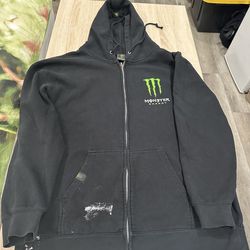 Vtg Monster Energy Zip Up Skater Hoodie XXL Mens Emo