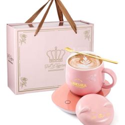 Heated Coffee or Tea Mug Warmer Cute Cat Set Cup Warmer for Desk 