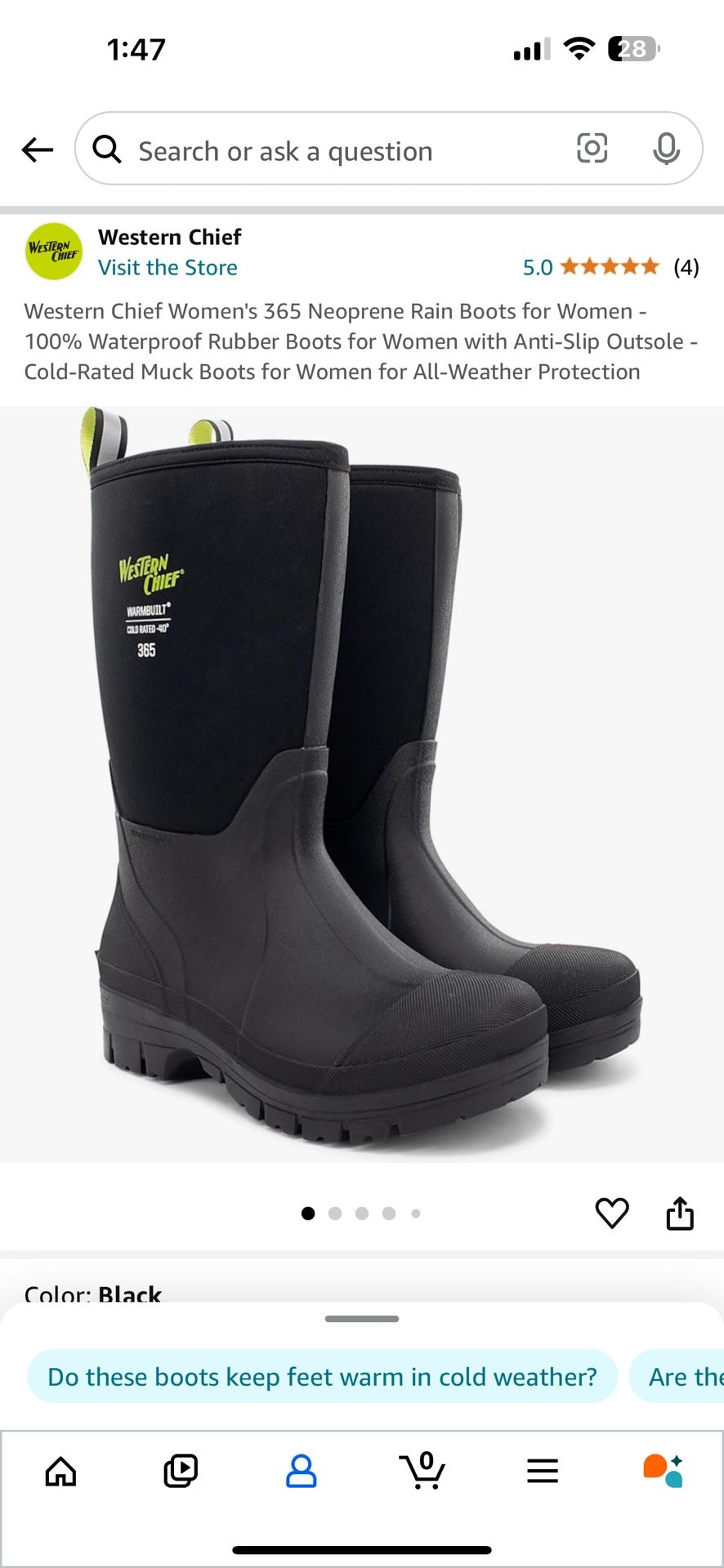 Western Chief Women's 365 Neoprene Rain Boots for Women - 100% Waterproof Rubber Boots for Women with Anti-Slip Outsole - Cold-Rated Muck Boots for Wo