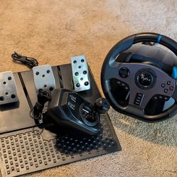 Racing simulator wheel pedals and shifter