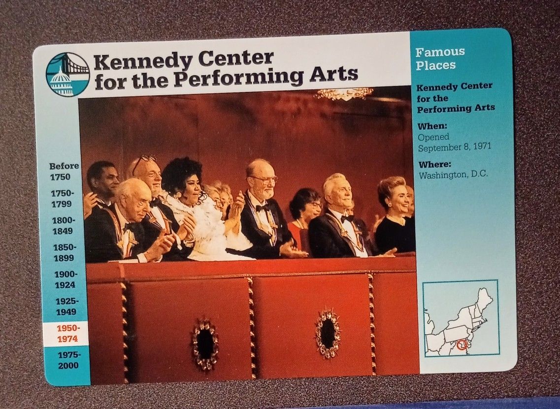 1996 Grolier Kennedy Center For The Performing Arts Aretha Franklin Kirk Douglas Hillary Clinton History Vintage Collectible Large Card