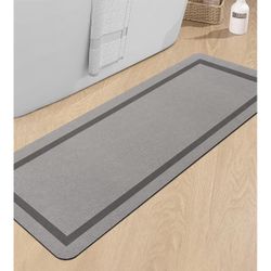 Bathroom Mat Rugs Runner 59x17, Ultra Thin Magic Mat Bath Rug Non Slip Bath Rugs Quick Dry Absorbent Bath Mats for Bathroom Floor, (Grey, 59"x17")