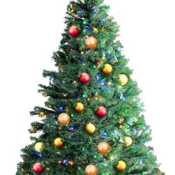 VEVOR Christmas Tree, 6.5ft Prelit Artificial Xmas Tree, Full Holiday Decor Tree with 450 Multi-Color LED Lights, 1227 Branch Tips, Metal Base for Hom