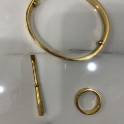 Gold Plated Bracelet And Ring 