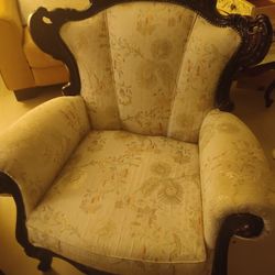 Two Piece Victorian Living Room Set And Marble And Wooden Table
