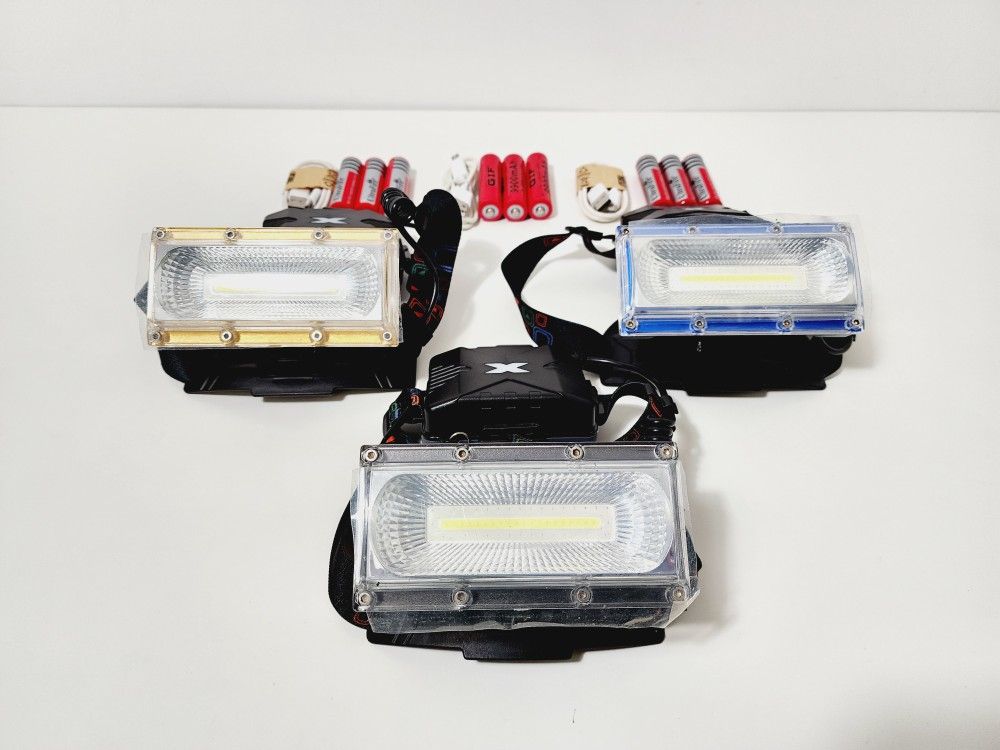 3pcs LED USB Rechargeable Headlamp Headlight Hunting Fishing Torch Flashlight
