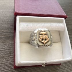 USN Navy 10K gold & Sterling Silver ring very heavy size 9 1/2