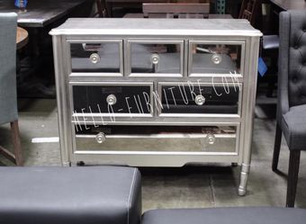 New Antique Mirrored Silver Cabinet
