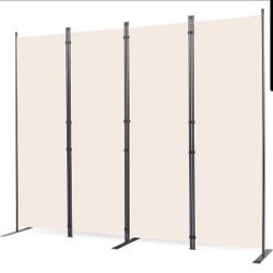 Room Divider 4 Panel Folding Privacy Screen Portable Room Partition 6 Ft 88 x 71 Beige