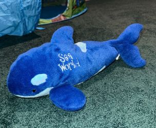 Sea World Shamu Blue Killer Whale Petting Zoo Plush 16" Long SeaWorld