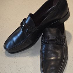 Bruno Magli Kirby Loafer Black Leather Metal Bit Comfort Shoes Men's 10 M Italy