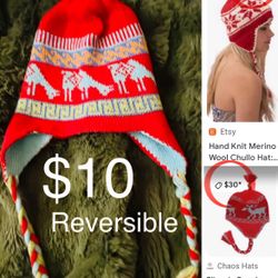 $10 Adult Peruvian🇵🇪Chullo/Winter reversible Hat in great condition can fit Youth kids