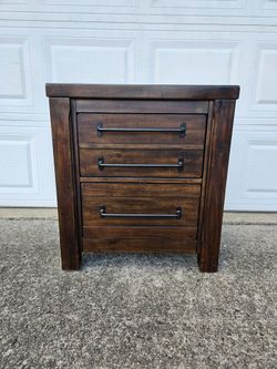 Ashley Starmore 2 Drawer Nightstand / Bedside Table Industrial Rustic Modern Style