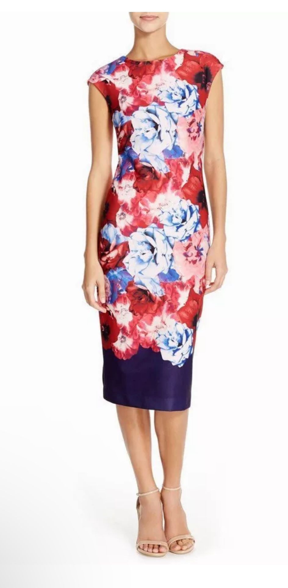 Vince Camuto Floral Below Knee Pencil Straight Dress