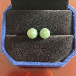 14k Gold Post Jade Earrings