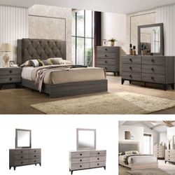 4- Pc Bedroom set Dresser,Mirror  Nightstand (1) Queen size bed frame  Not including Mattress and Box Sp