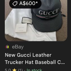 Gucci Leather Trucker  Hat Authentic 