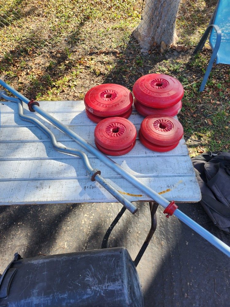 Straight & Curling Weightlifting Bar & Plates