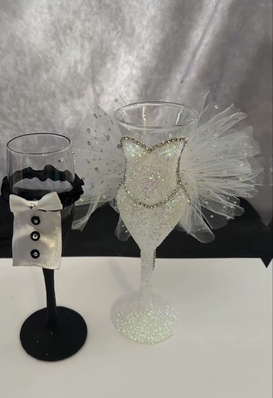 Bride And Groom Champagne Glasses