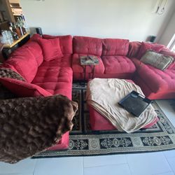 4 Pc Modular Red Sectional Sofa