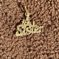 #1 Sister Pendant 14k Gold .