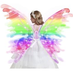 Toys-for-Girls,Kids Toys for 3 4 5 6 7 8 9 10 11 12 Year Old Girls,LED Light Up Fairy-Wings with Music,Toddler Girl Toys,Princess Dresses for Girls 3-
