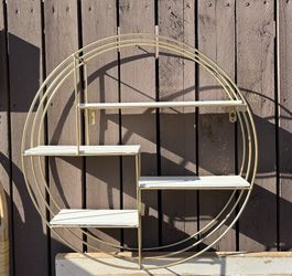 Gold & White Round Metal Shelf 