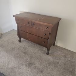 Antique Bedroom Hutch With Bureau and Mirror
