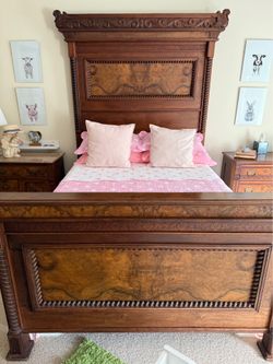 Antique Victorian/Eastlake Full-Size Bed (Circa 1890) - Hand-Carved Masterpiece!