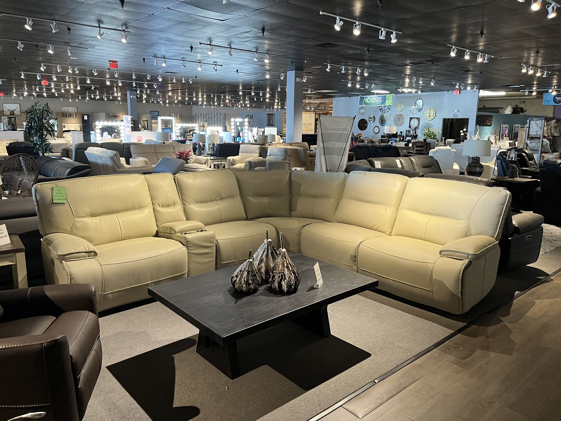 Beige 6pc Power Reclining Sectional Couch