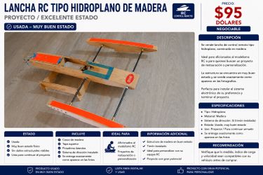 Lancha Control Remoto tipo Hidroplano