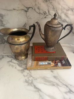 Vintage Silverplate Coffee Pot & Pitcher Set – F.B. Rogers / Rogers & Bro – Ornate Patina